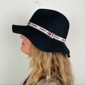 Wool Felt Fedora Floppy Hat Boho Black